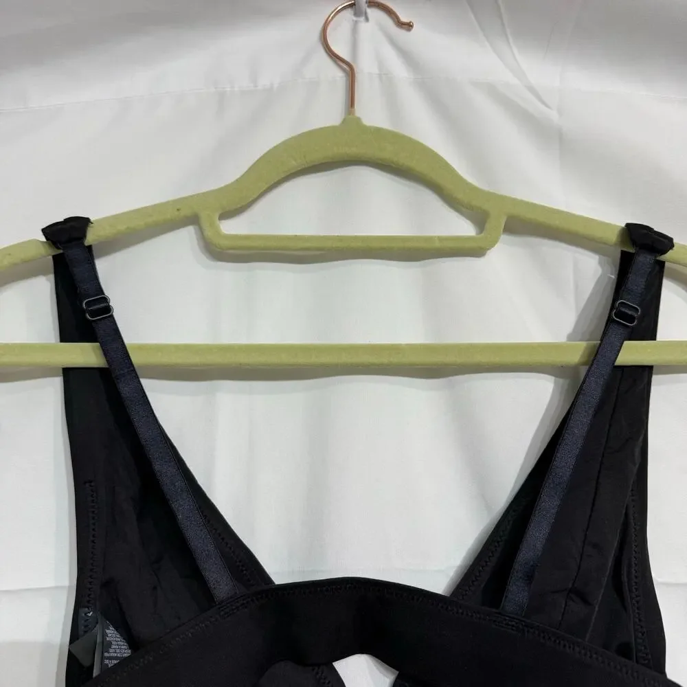 SKIMS Signature Swim Onyx Black Plunge Bikini Top Sz XXS NWT